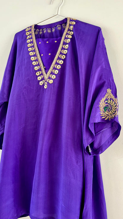 Hand Embroidery Kurta with Brocade Pants - Urmi Style