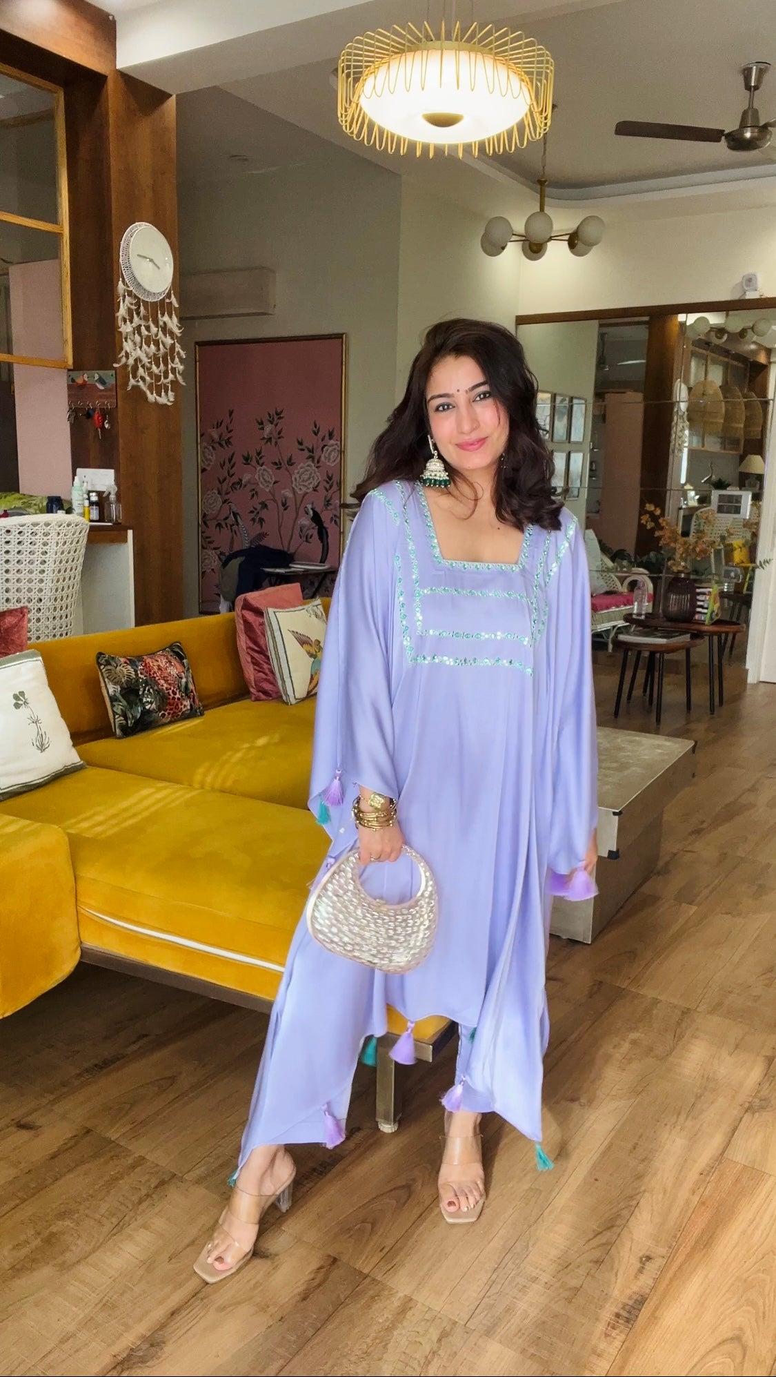 Mirror Work Antifit Kaftan Set